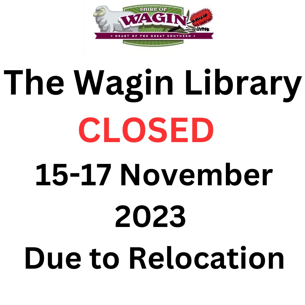 Wagin Library and Gallery Closure