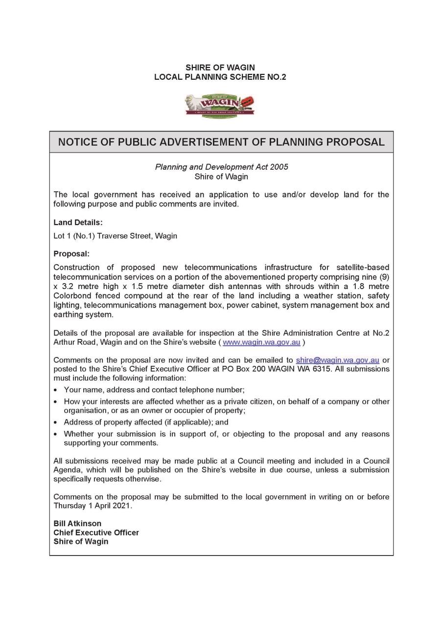 Notice of Public Advertisement of Planning Proposal